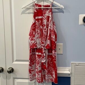 Jennifer Lopez Red and White Floral Romper